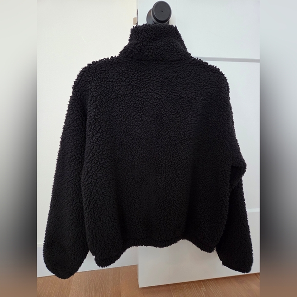 Athleta Black Fleece Sherpa Pullover 1/4 Zip Small Petite - Picture 2 of 5